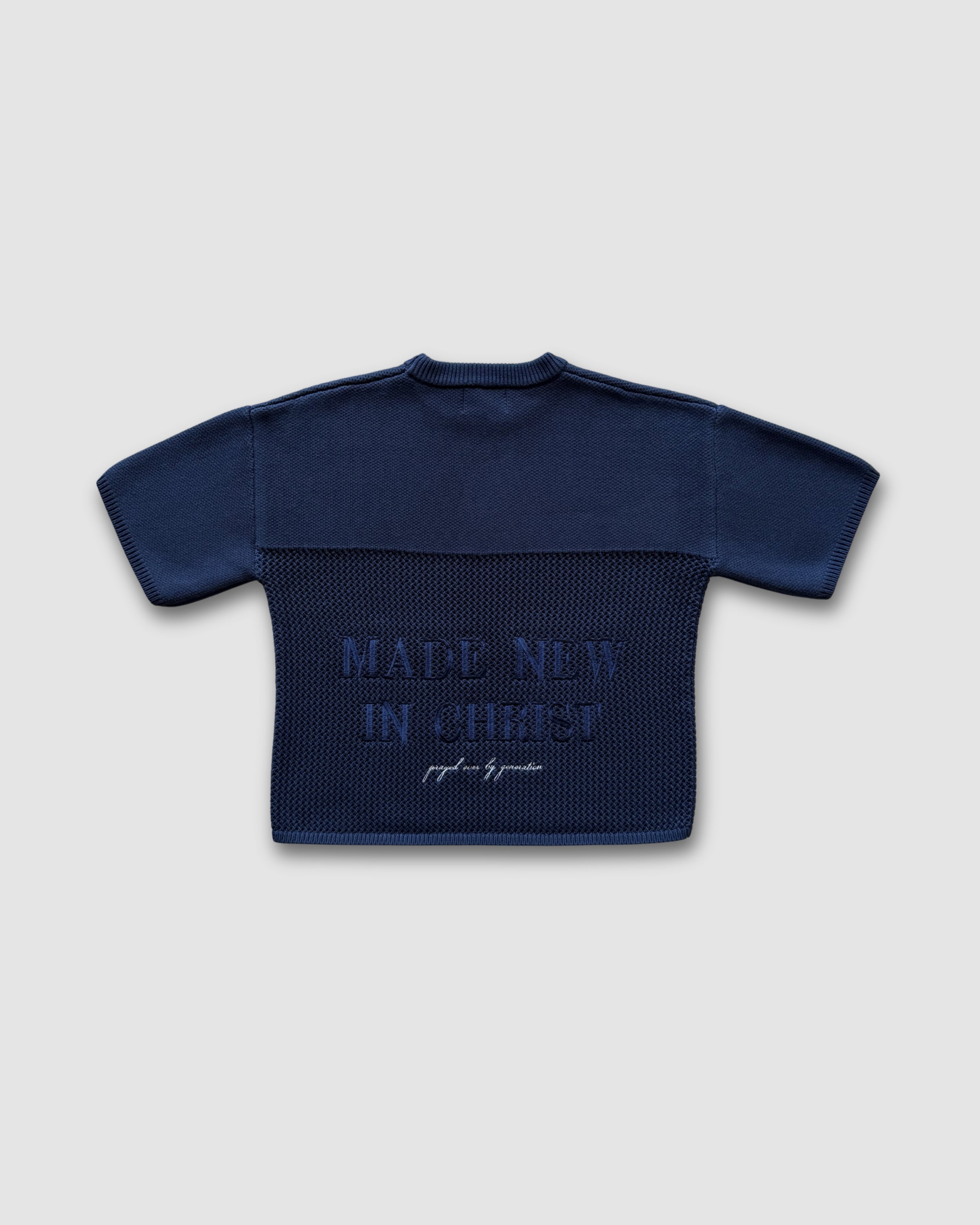 "IDENTITY" NAVY MESH KNIT JERSEY