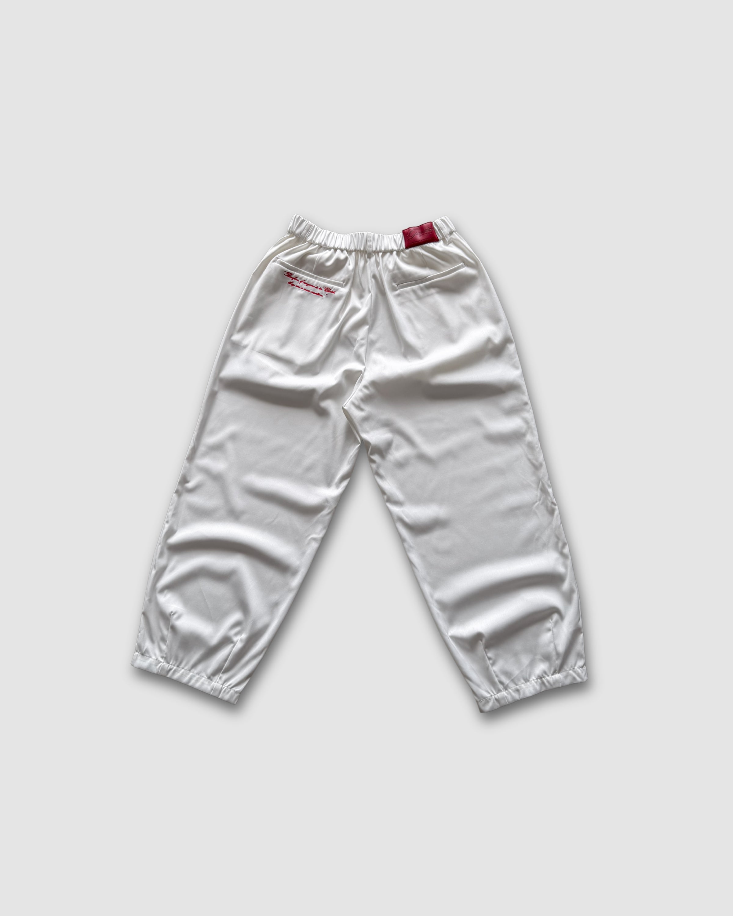 "IDENTITY" WHITE PLEATED PANTS