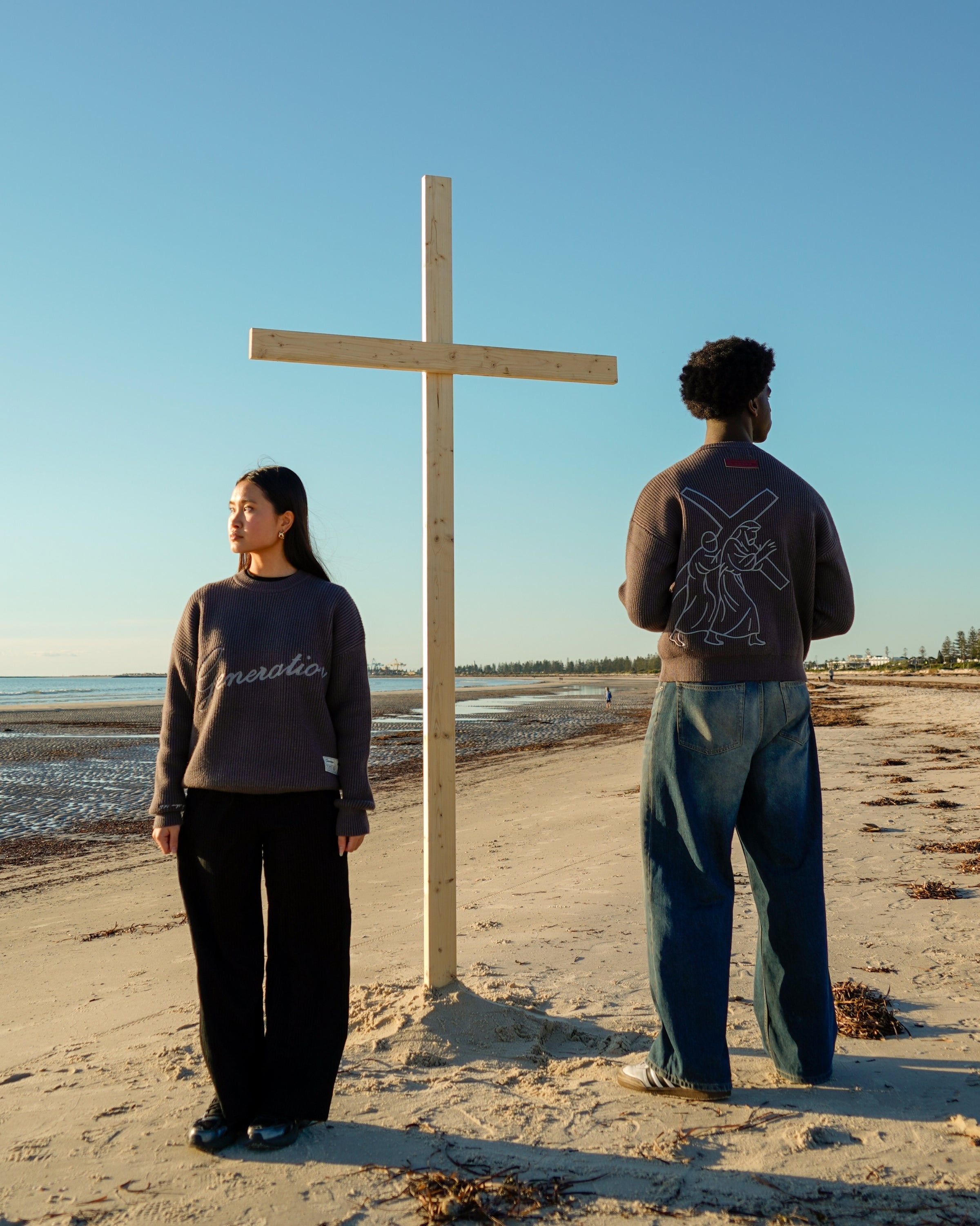 "CARRY YOUR CROSS" - SHADOW RIBBED SWEATER