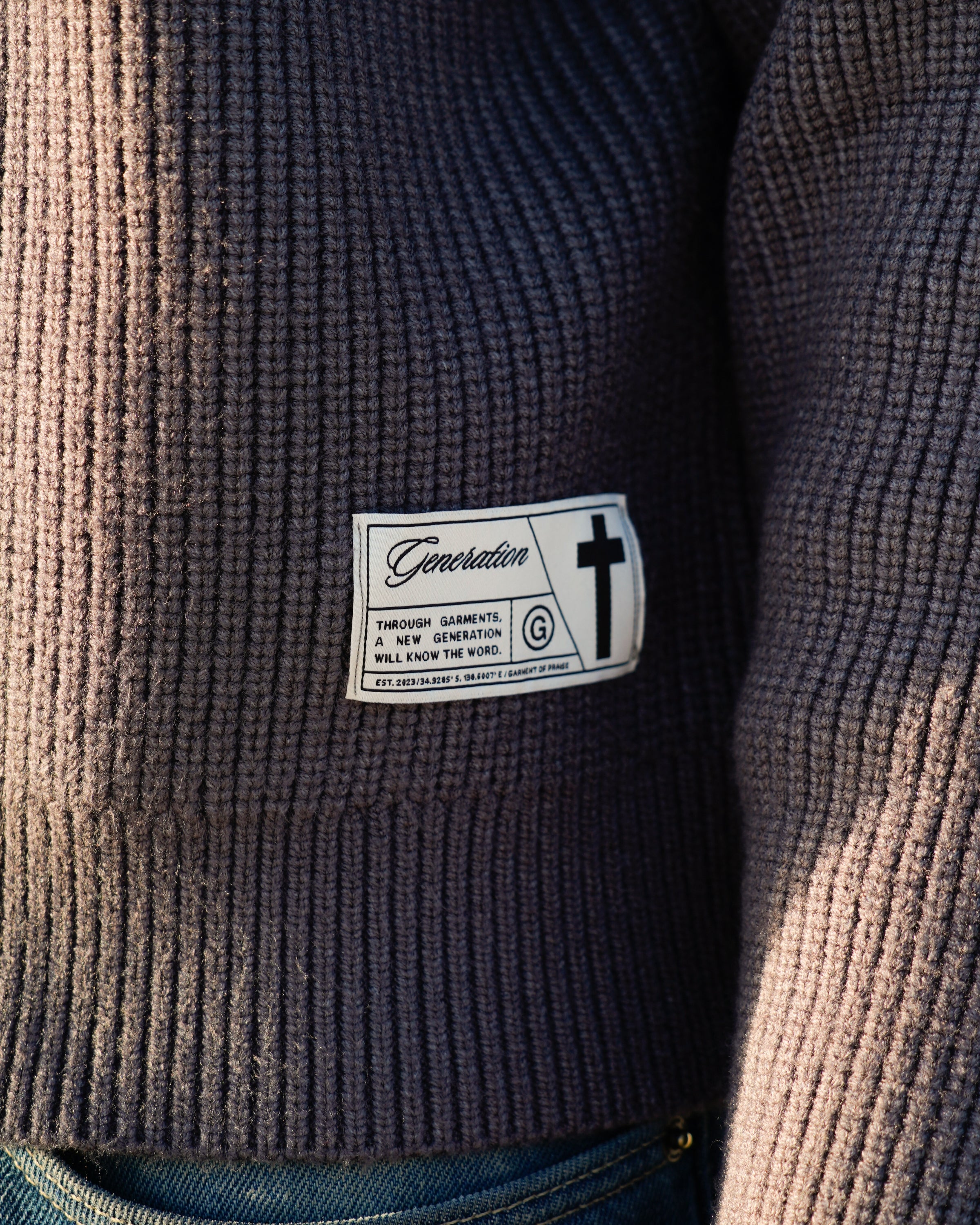 "CARRY YOUR CROSS" - SHADOW RIBBED SWEATER