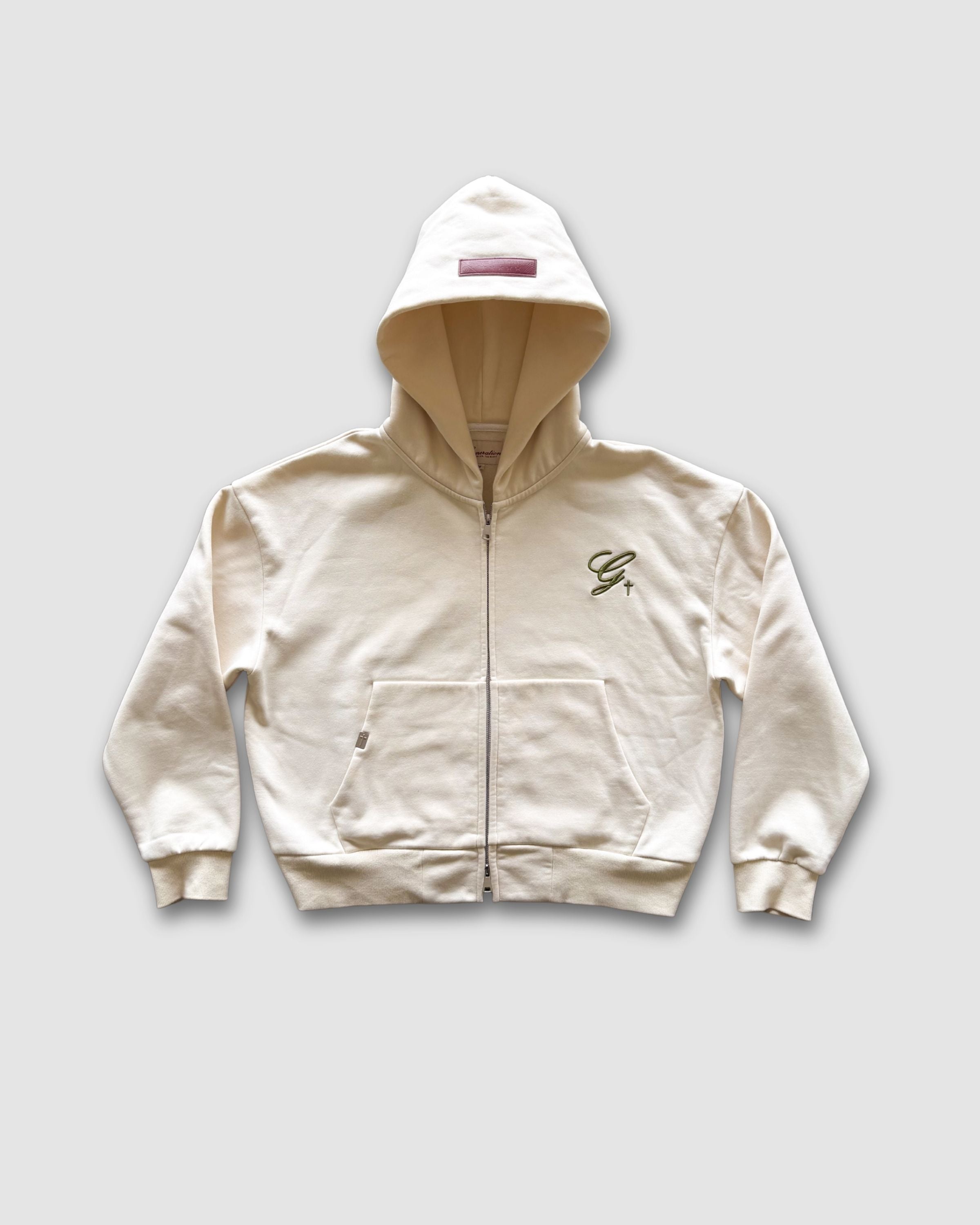 DAILY BREAD - BONE ZIP-UP HOODIE image 1
