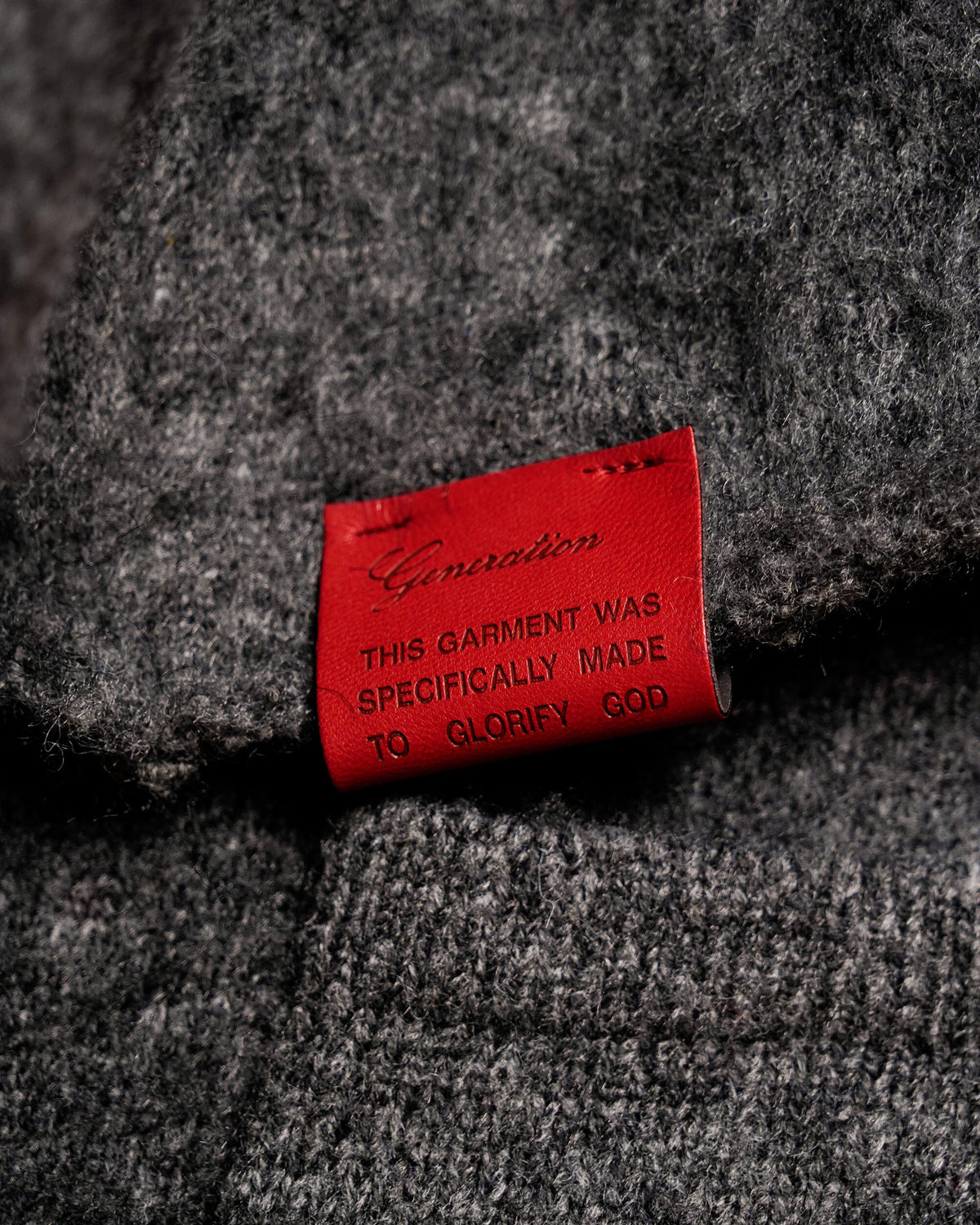CHILD OF GOD - ASH MOHAIR SWEATER leather label