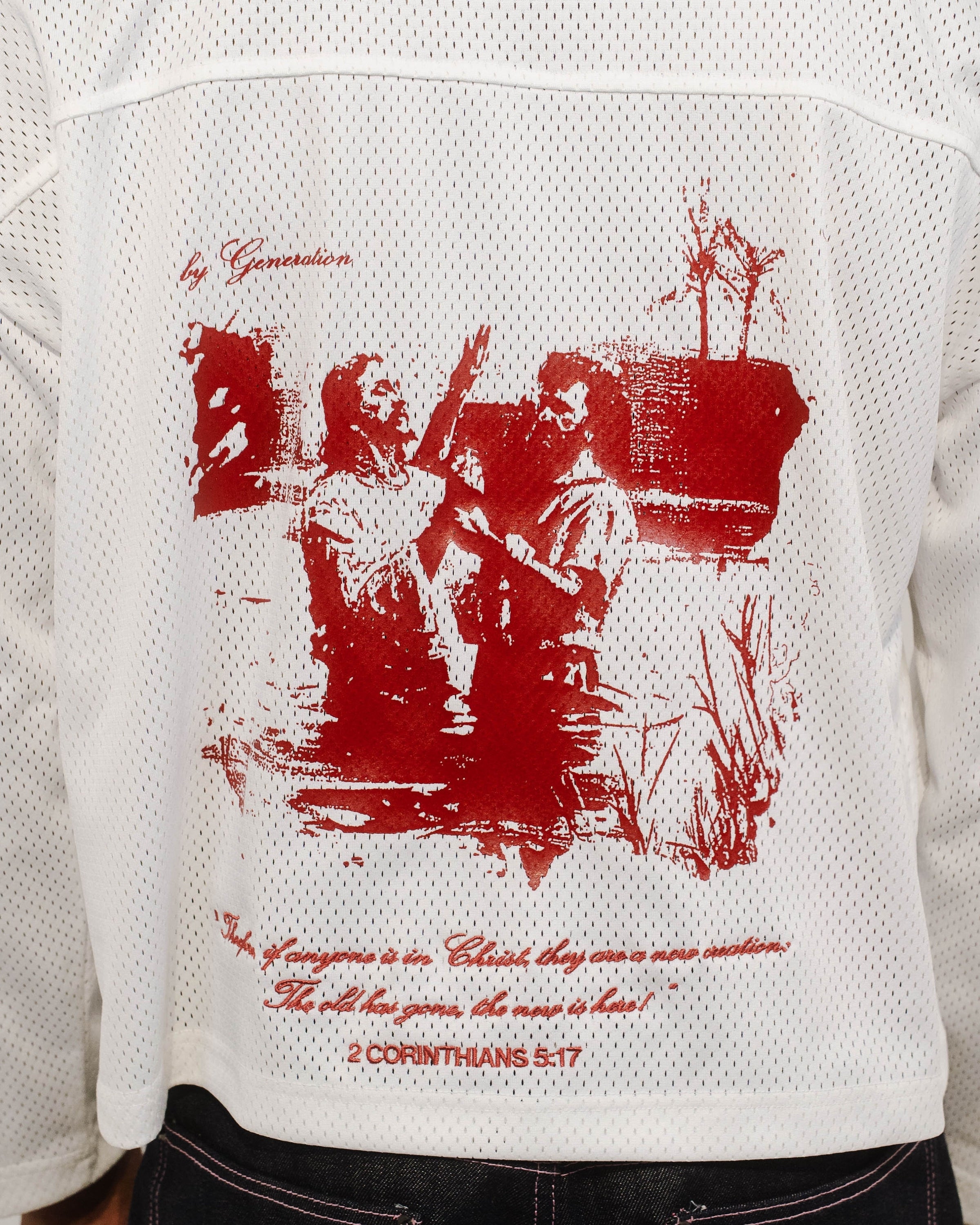 "IDENTITY" WHITE MESH LS TEE