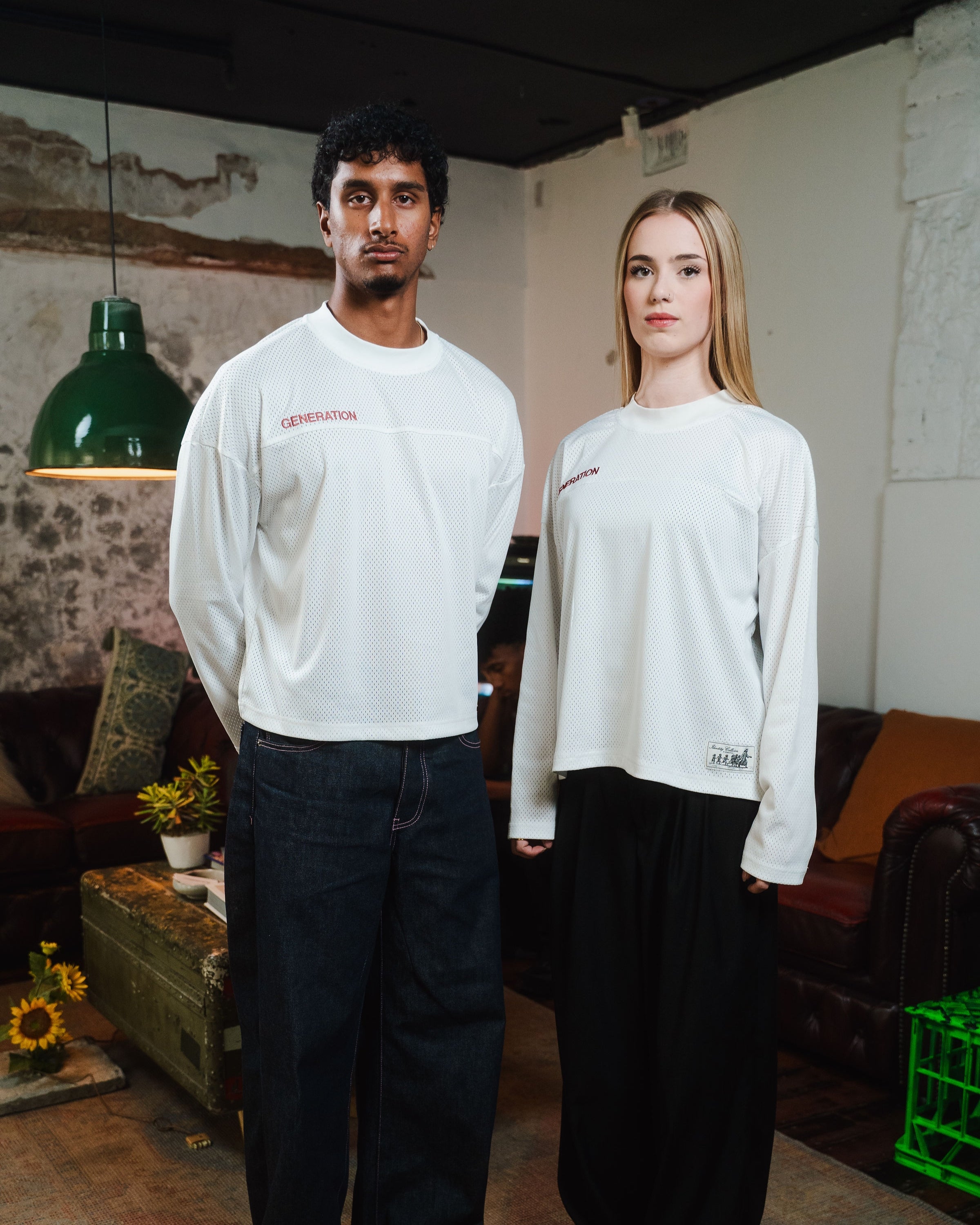 "IDENTITY" WHITE MESH LS TEE