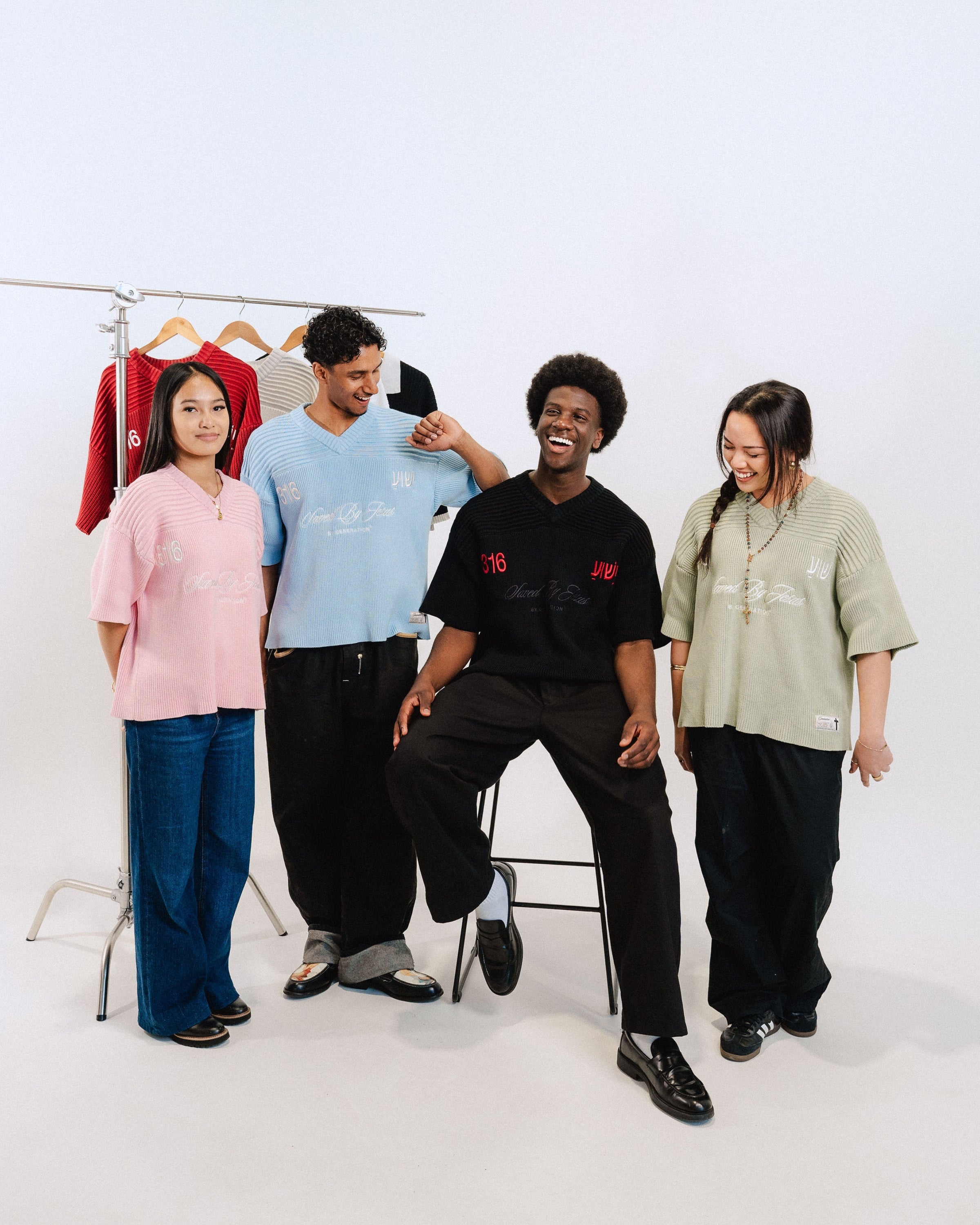 "SAVED BY JESUS" - STRAWBERRY KNIT JERSEY