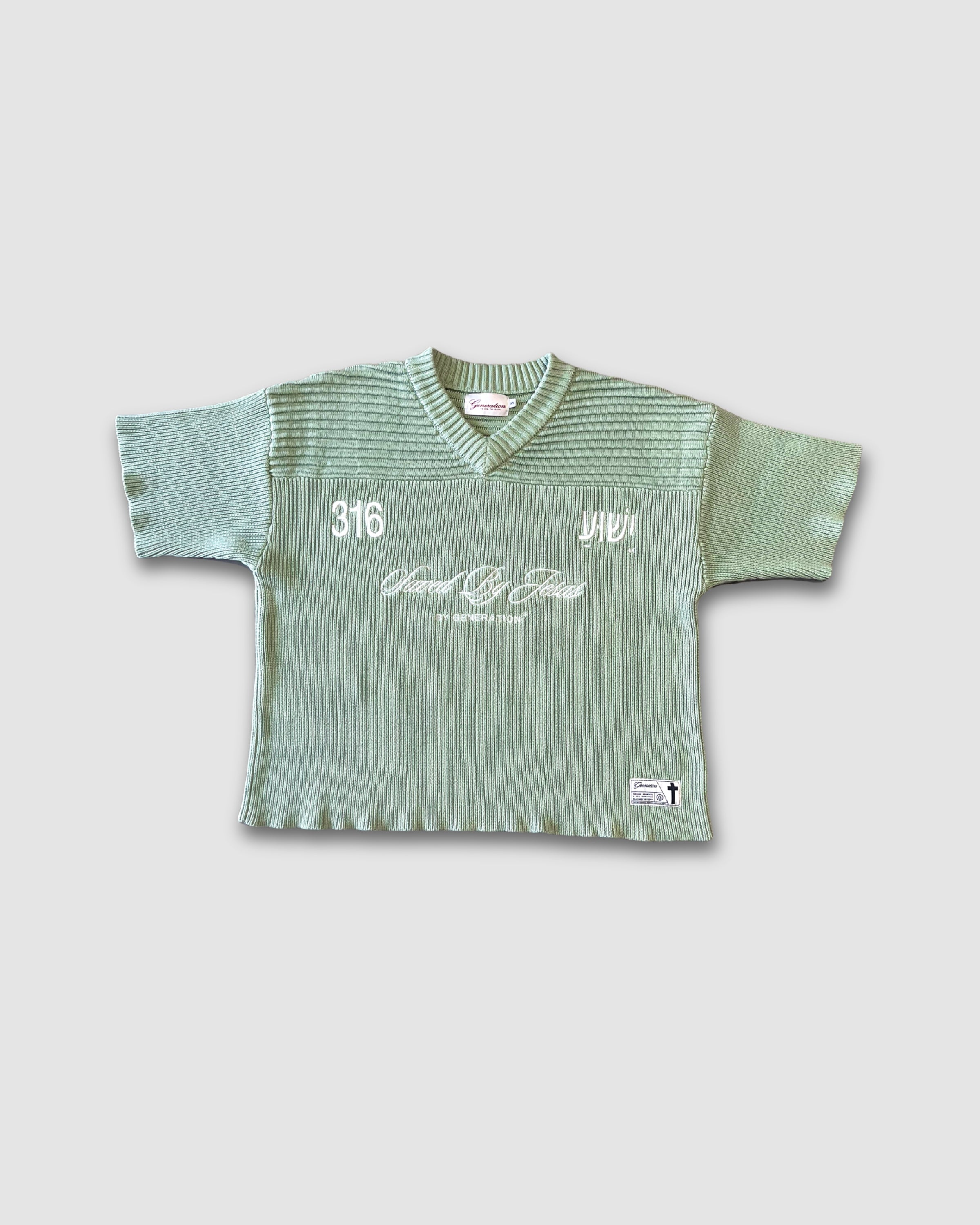 "SAVED BY JESUS" - MATCHA KNIT JERSEY