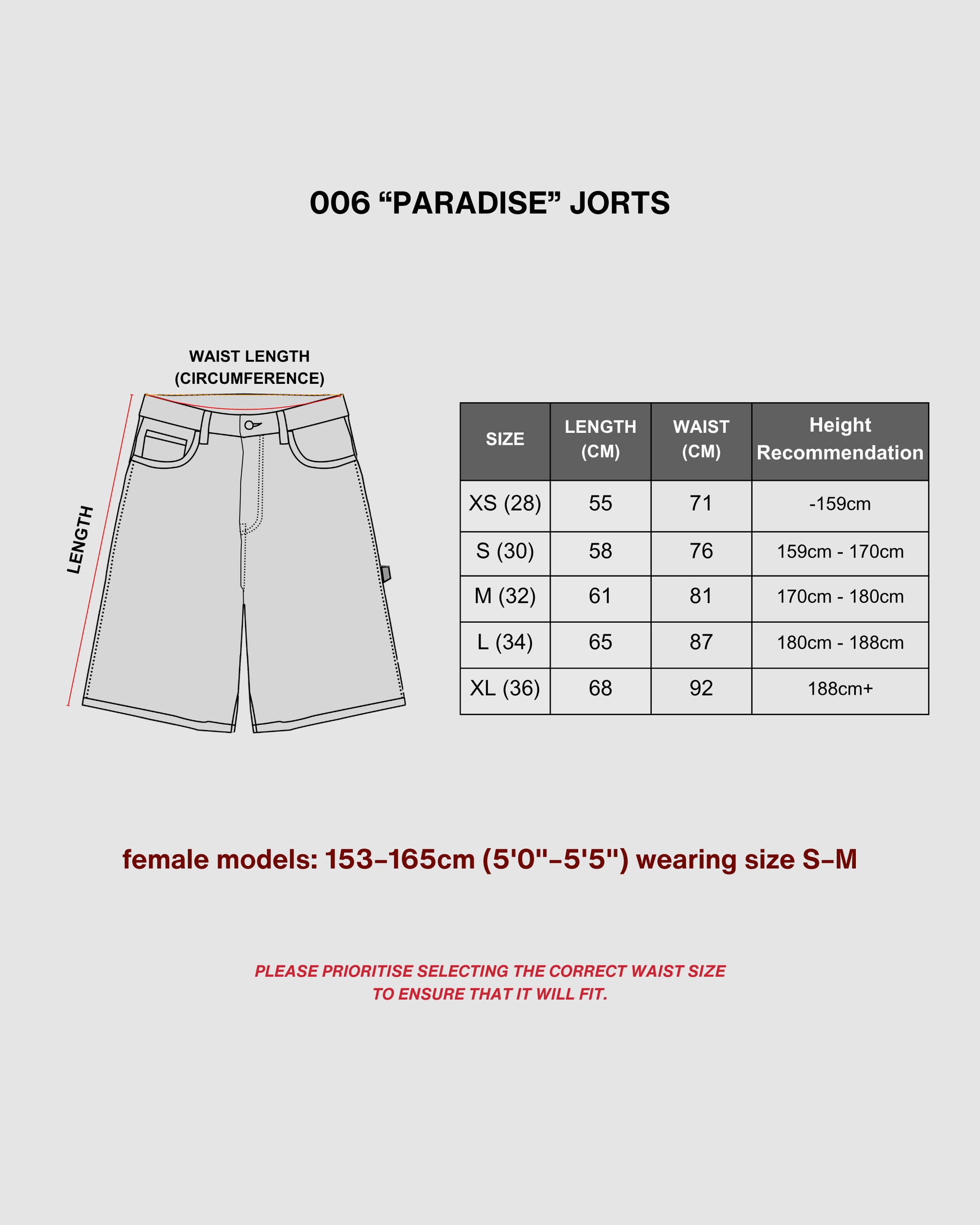 "PARADISE" BLACK WASHED JORTS
