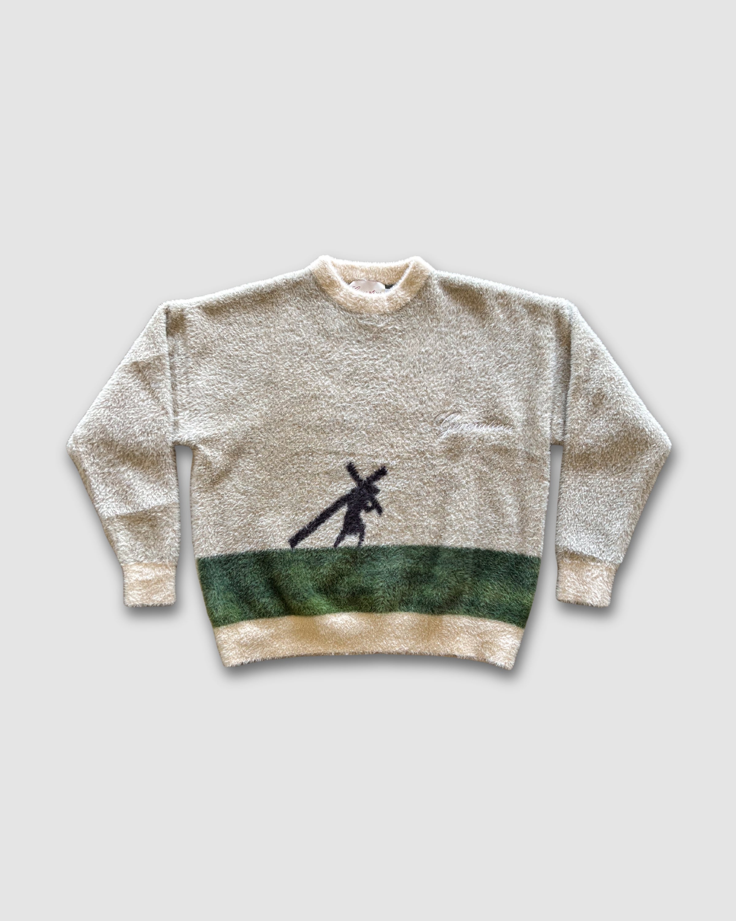 "CARRY YOUR CROSS" ALMOND MOHAIR SWEATER (PRE-ORDER)