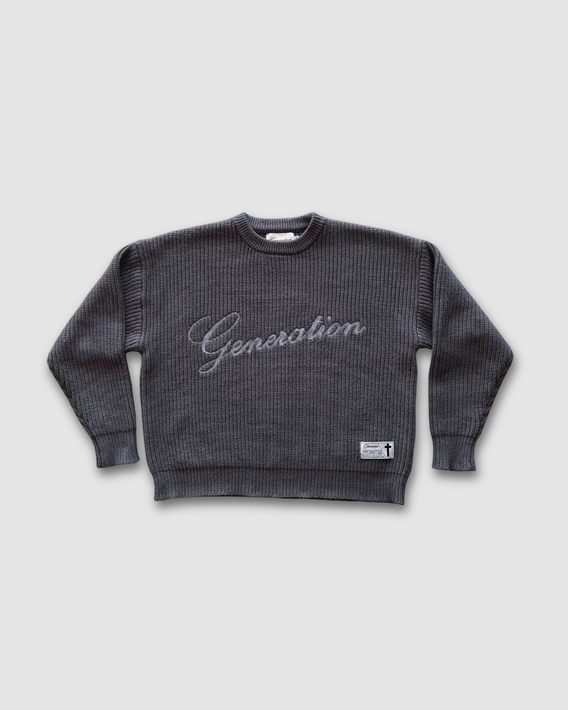 "CARRY YOUR CROSS" SHADOW RIBBED SWEATER (PRE-ORDER)