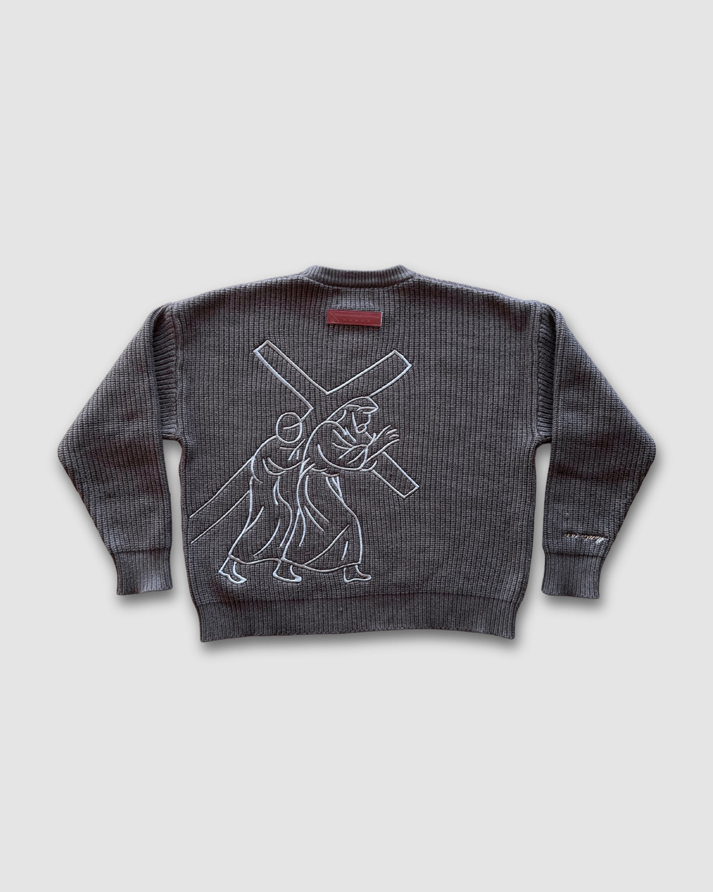 "CARRY YOUR CROSS" SHADOW RIBBED SWEATER (PRE-ORDER)