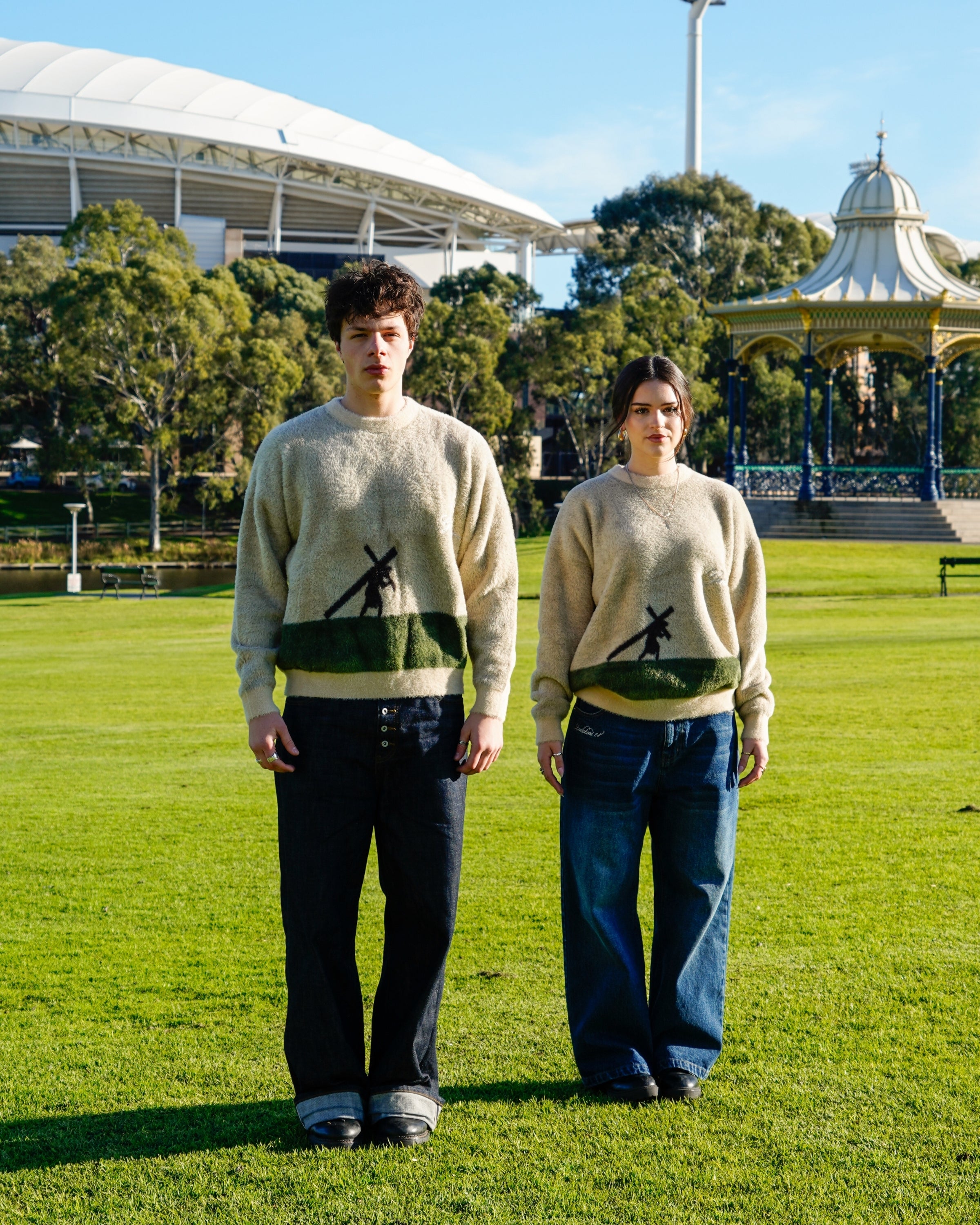 "CARRY YOUR CROSS" - ALMOND MOHAIR SWEATER