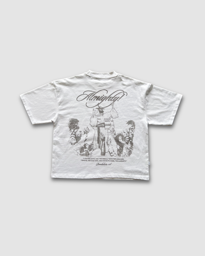 "ALMIGHTY" - WHITE TEE (PRE-ORDER)