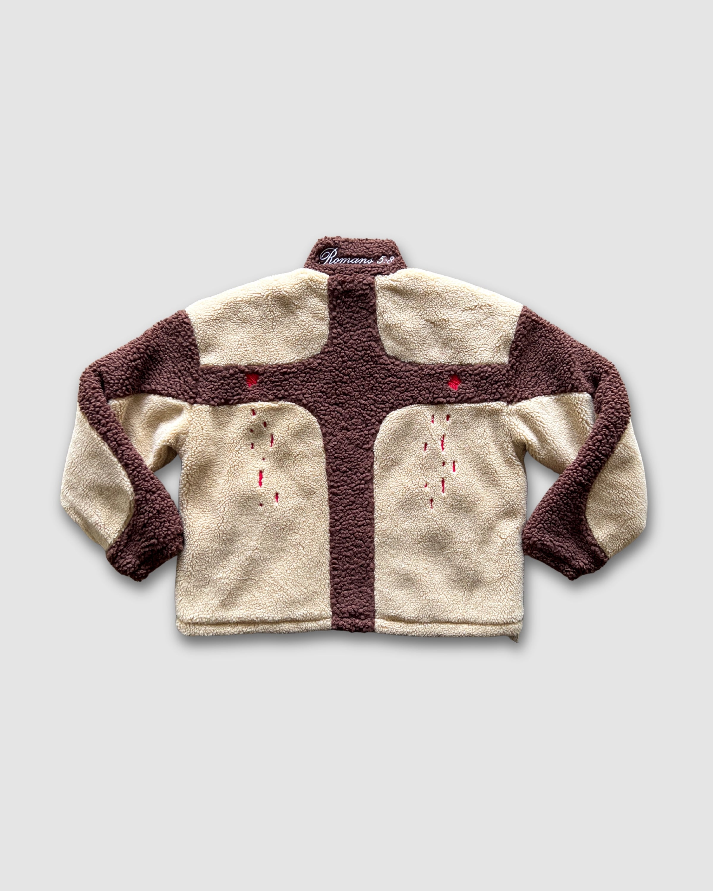 "CRUCIFIED" - MOCHA FLEECE JACKET