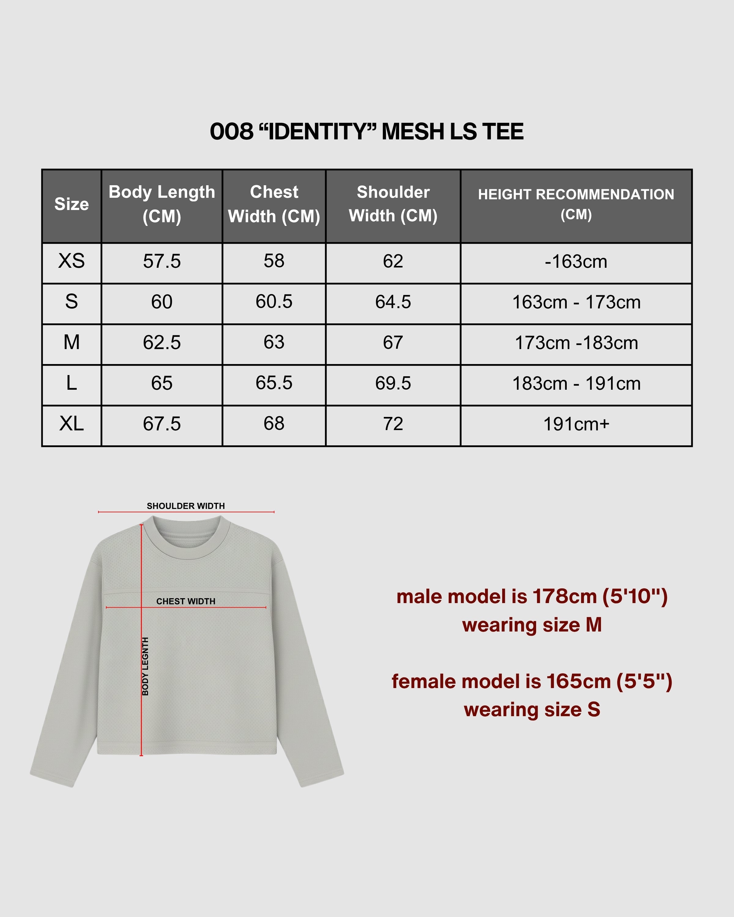 "IDENTITY" WHITE MESH LS TEE
