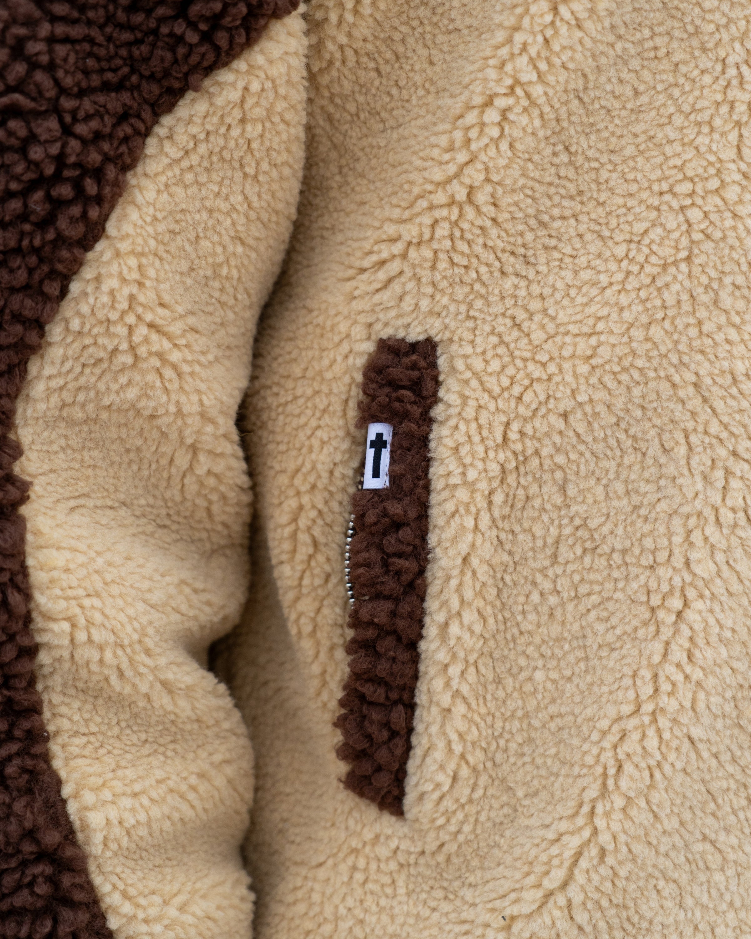 "CRUCIFIED" - MOCHA FLEECE JACKET