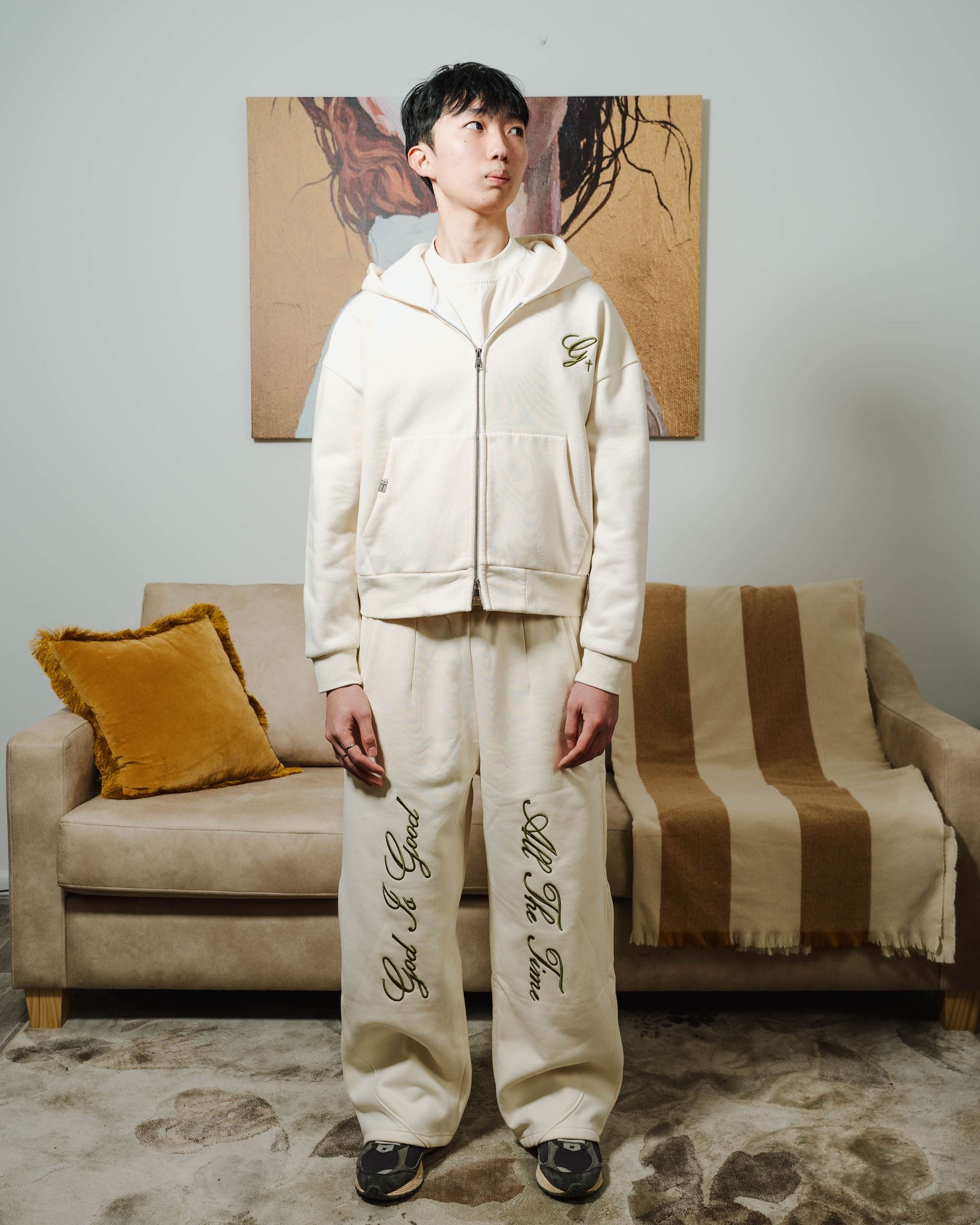 DAILY BREAD - BONE ZIP-UP HOODIE image 4