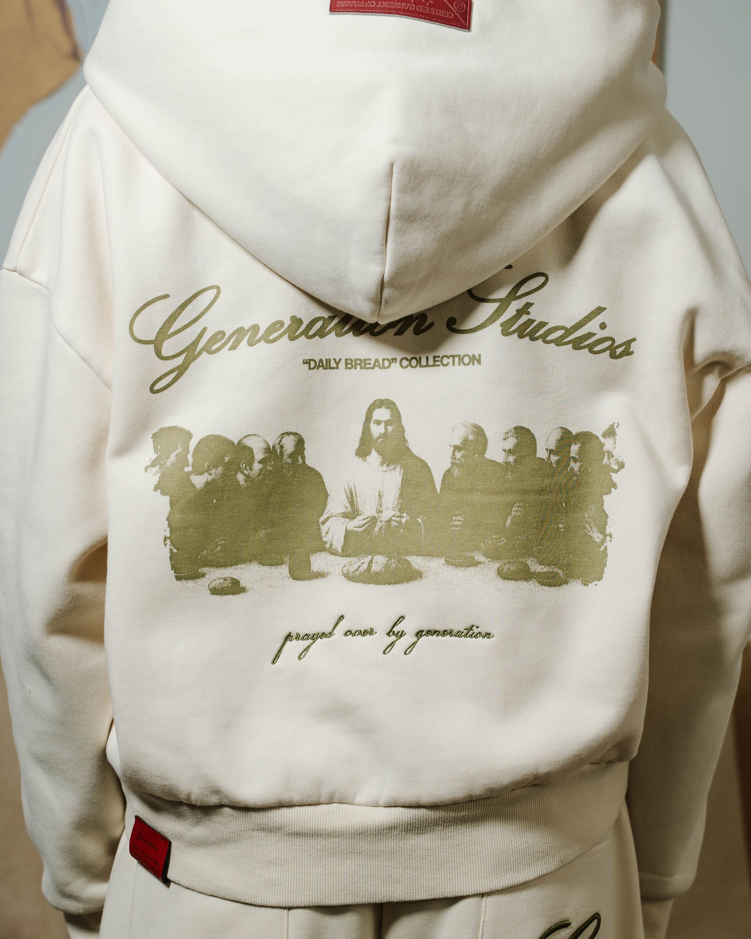 DAILY BREAD - BONE ZIP-UP HOODIE image 5