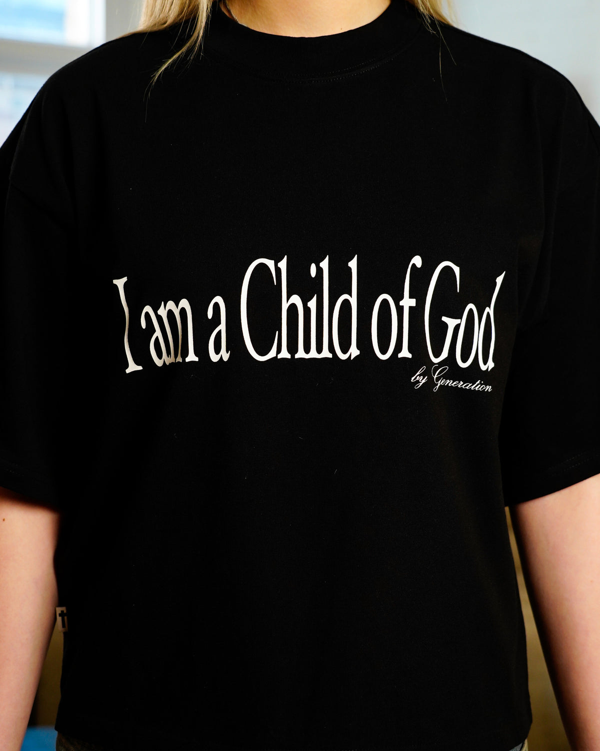 CHILD OF GOD - BLACK TEE front print close-up