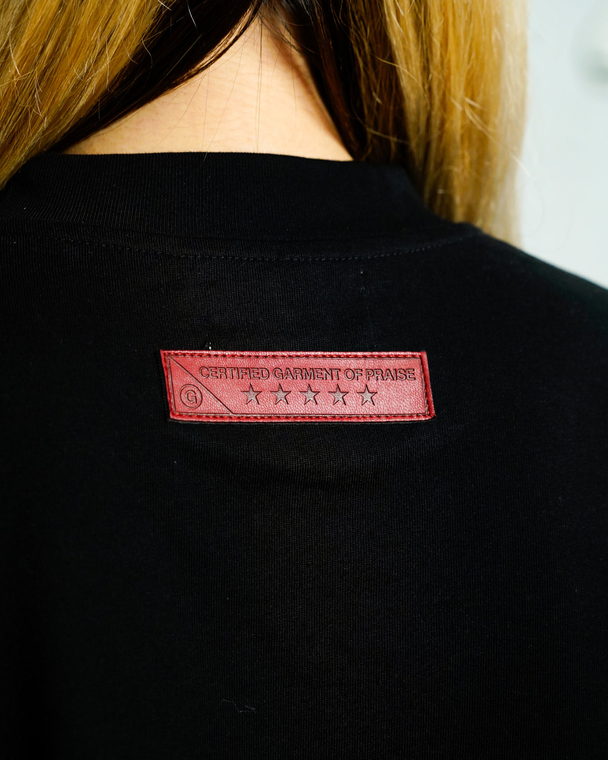 CHILD OF GOD - BLACK TEE leather label