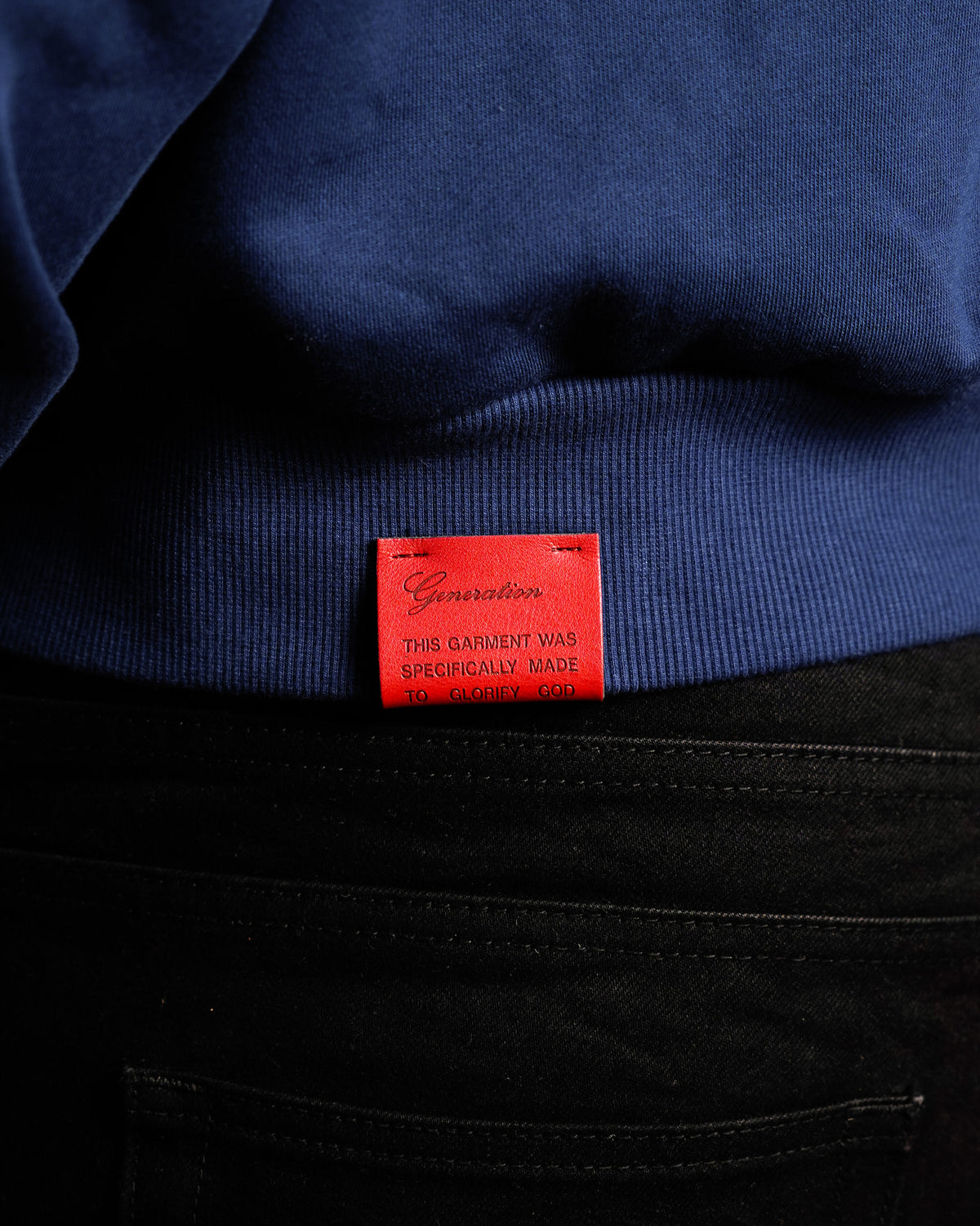 CHILD OF GOD - NAVY ZIP-UP HOODIE leather label